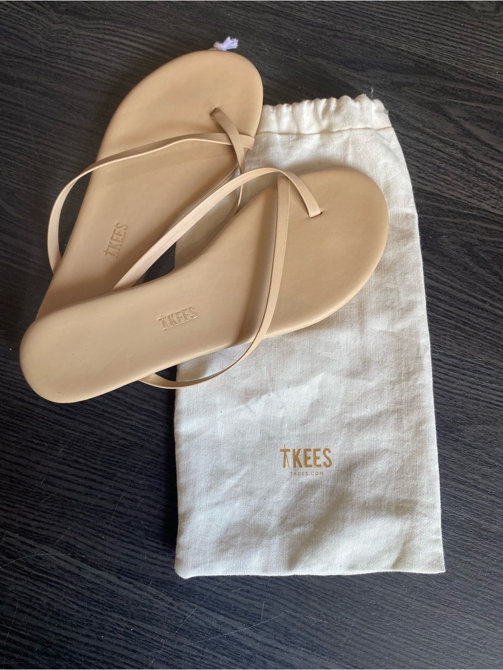 TKEES Women's Beige Minimalist Strappy Sandals size 8 Dust Bag
